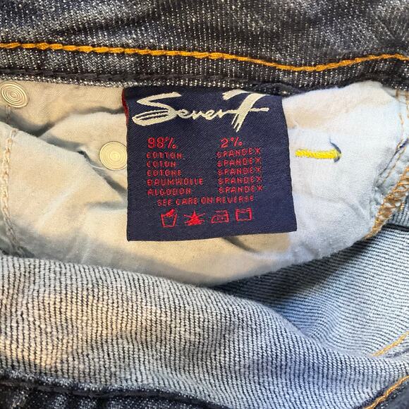 Seven 7 Women Flared Jeans size 30 Blue Low Rise Stretch Beaded - Picture 10 of 12